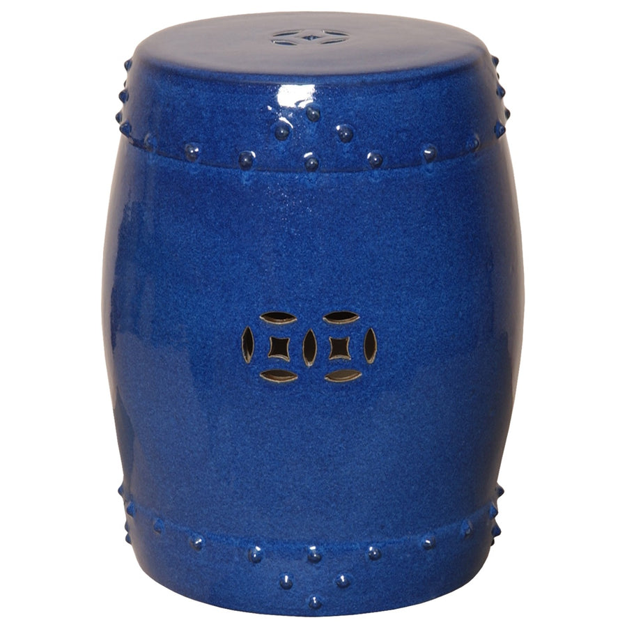 Large Drum Garden Stool/Table with a Blue Glaze