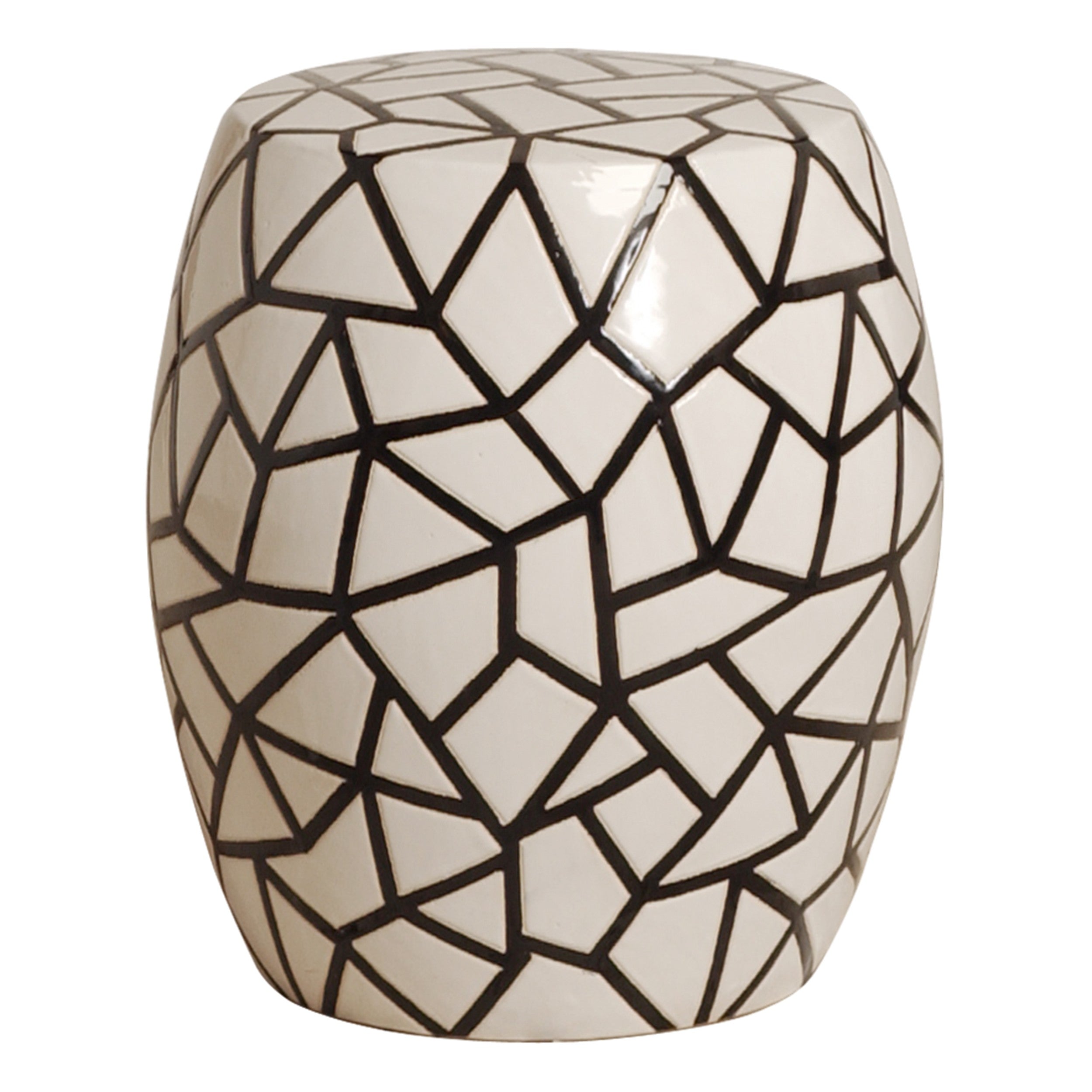 Ice Ray Garden Stool/Table with a Black & White Glaze