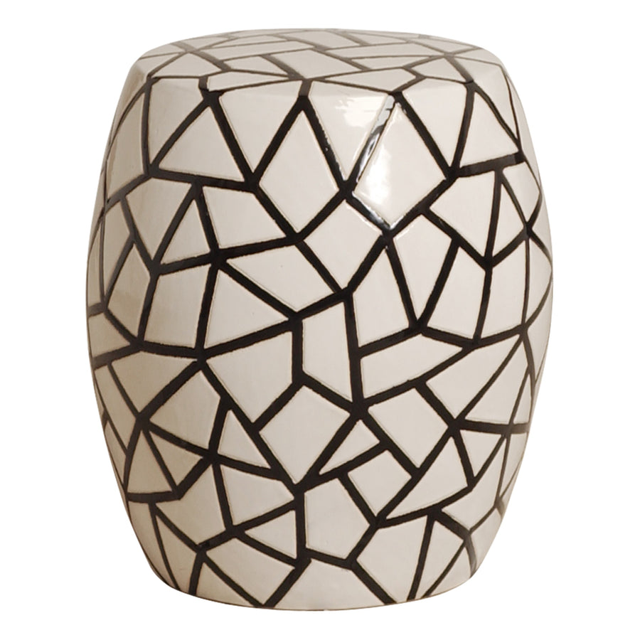 Ice Ray Garden Stool/Table with a Black & White Glaze