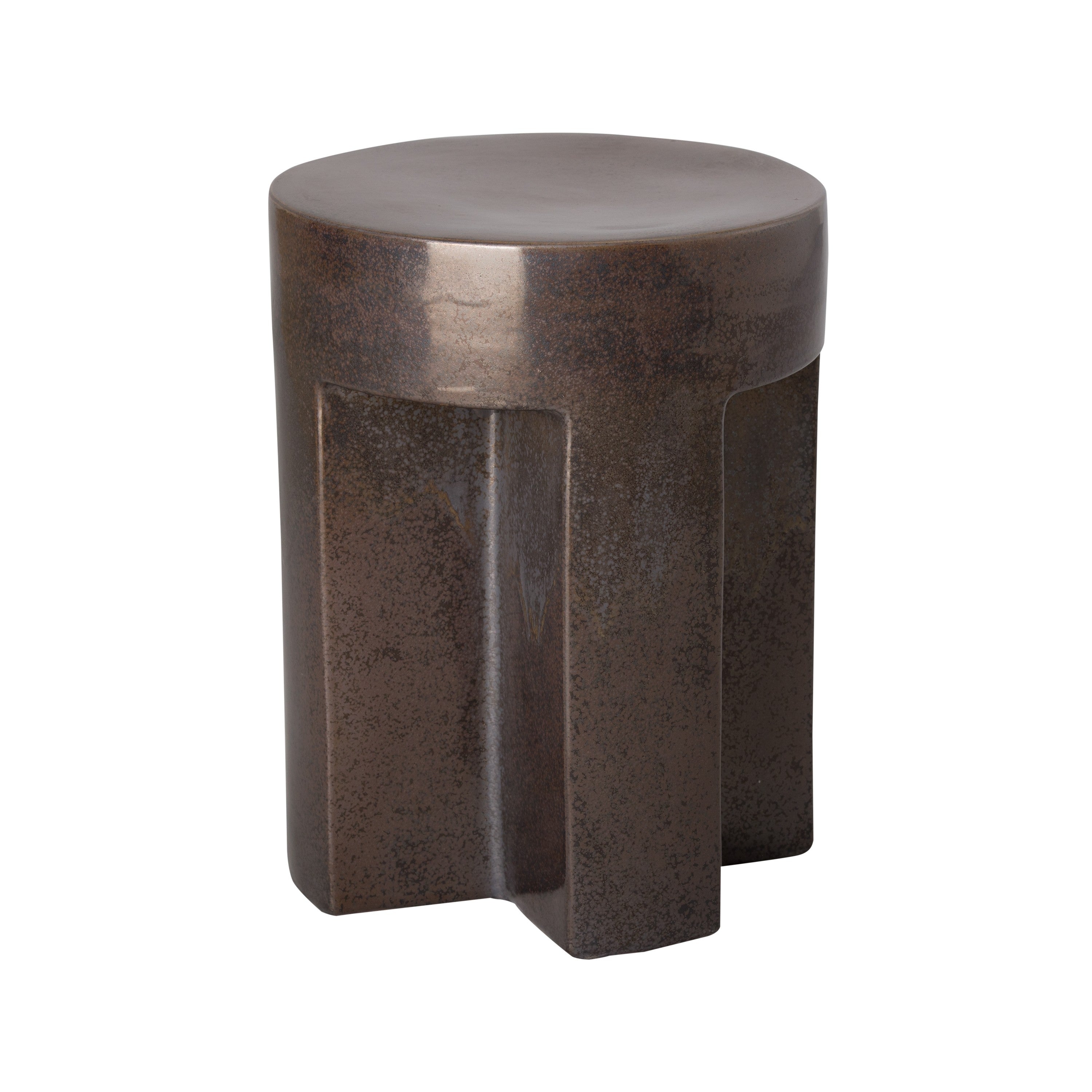 18 in. TX Ceramic Garden Stool/Table with a Gunmetal Glaze