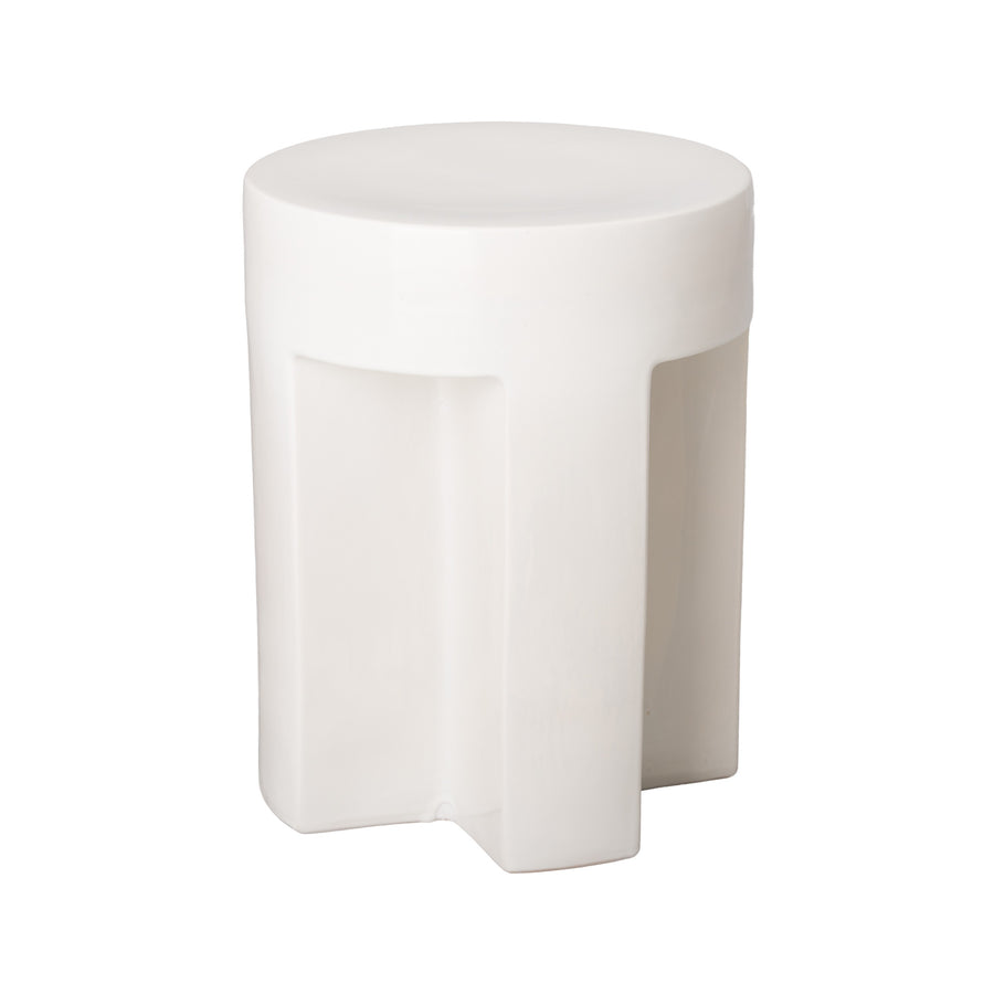 18 in. TX Ceramic Garden Stool/Table with a White Glaze