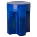 21 in. Large TX Ceramic Garden Stool/Table with a Blue Glaze