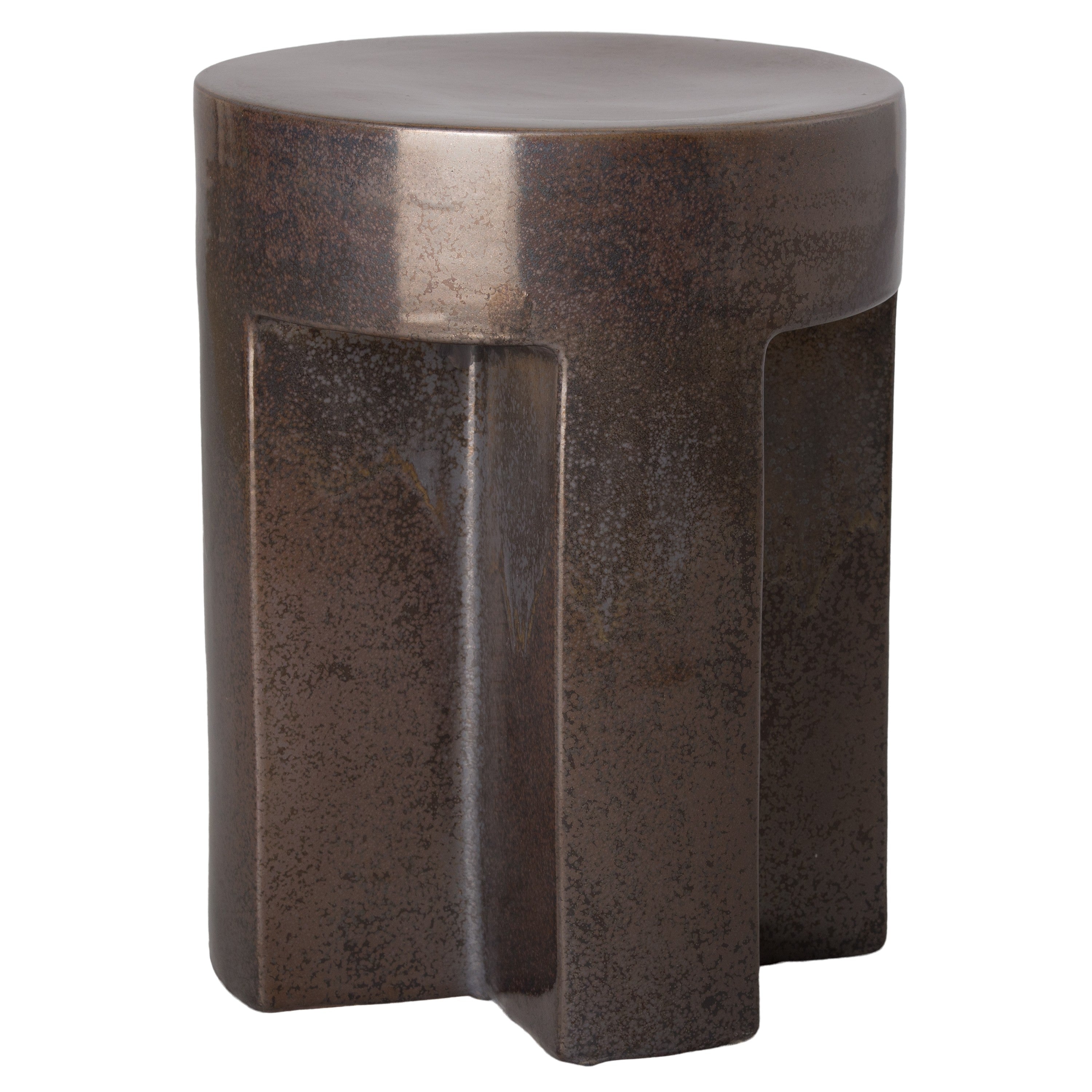 21 in. Large TX Ceramic Garden Stool/Table with a Gunmetal Glaze