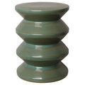 Accordion Garden Stool/Table with a Green Glaze