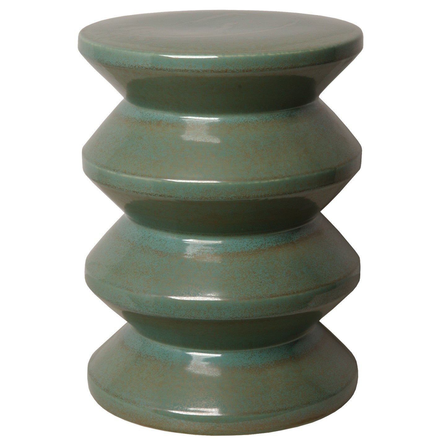 Accordion Garden Stool/Table with a Green Glaze