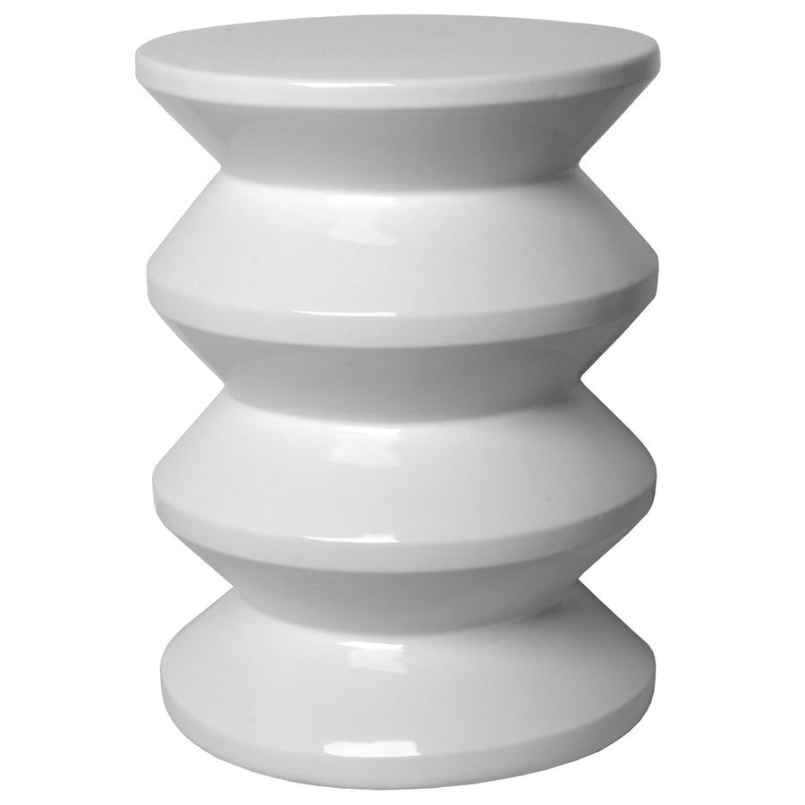 Accordion Garden Stool/Table with a White Glaze