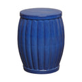 Fluted Garden Stool/Table with a Blue Glaze