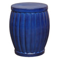 Large Fluted Garden Stool/Table with a Blue Glaze