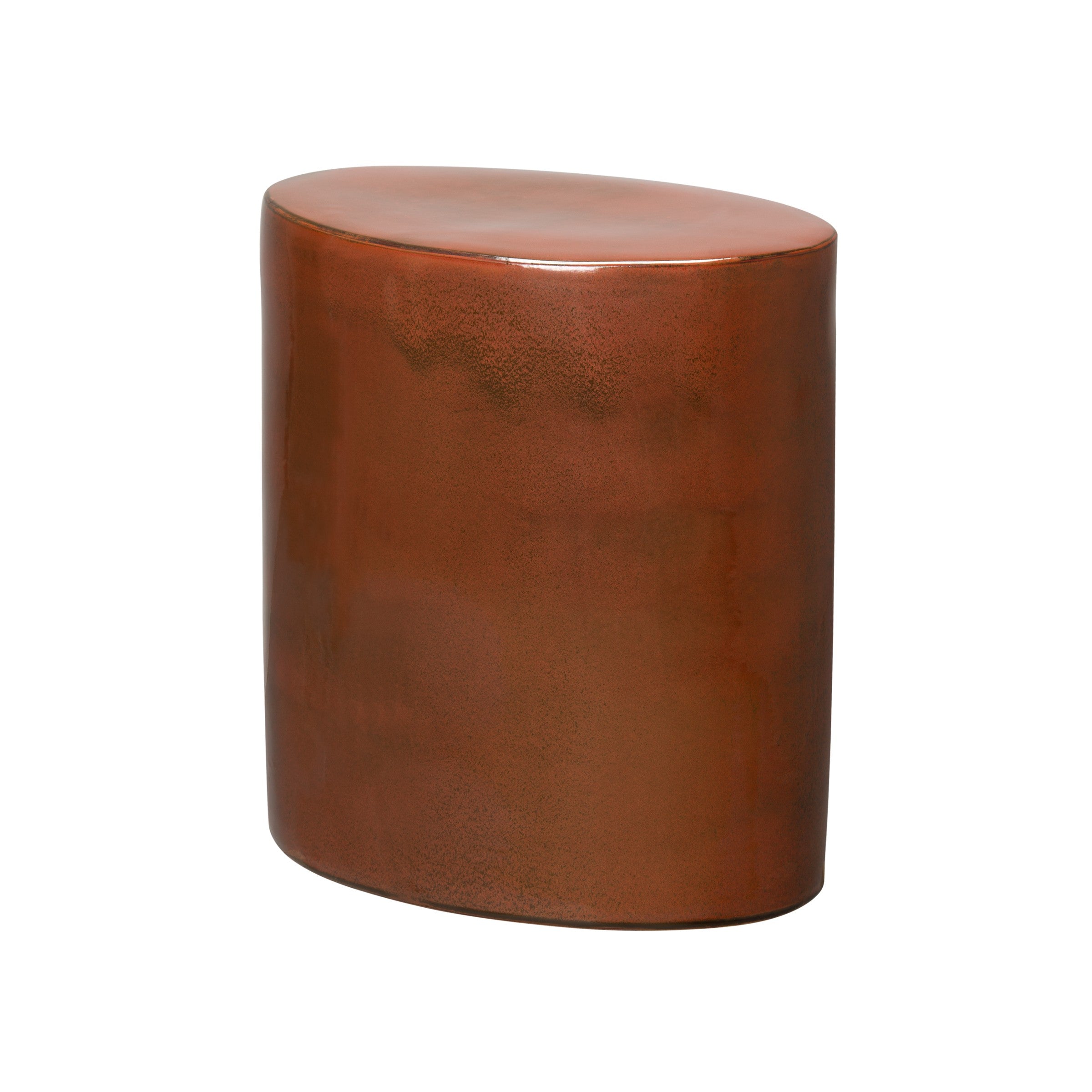 Oval Garden Stool/Table with a Copper Glaze