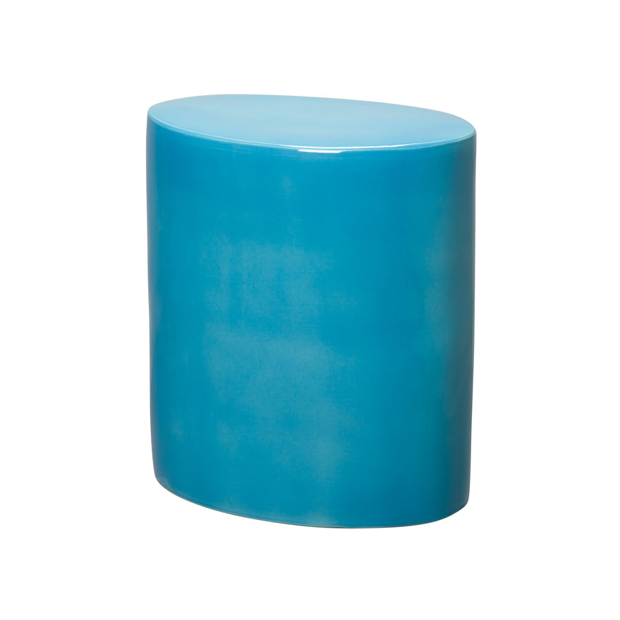 Oval Garden Stool/Table with a Turquoise Glaze