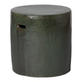 Round Garden Stool/Table with a Green Kelp Glaze