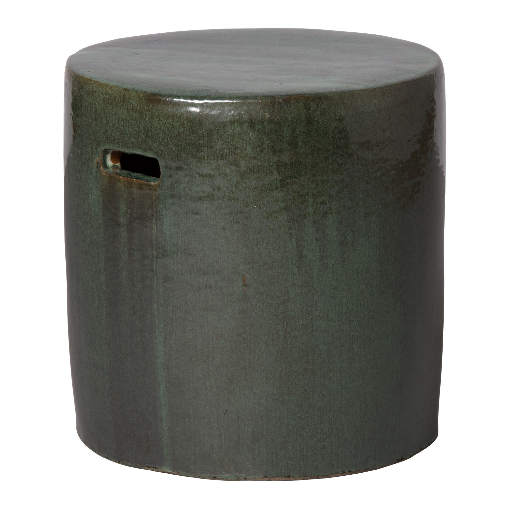 Round Garden Stool/Table with a Green Kelp Glaze