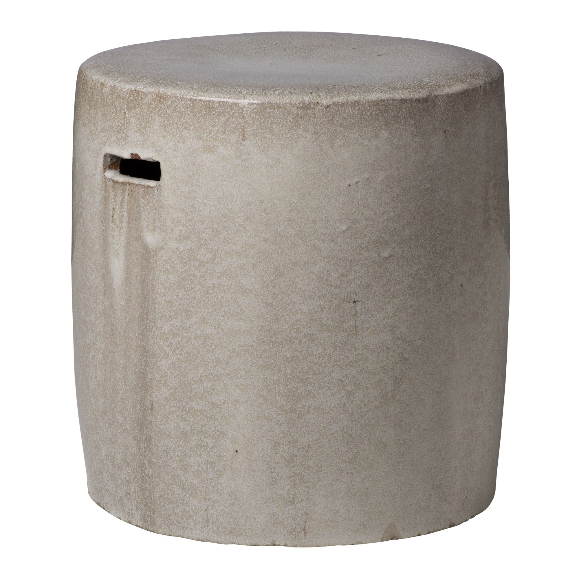 Round Garden Stool/Table with a Light Gray Glaze