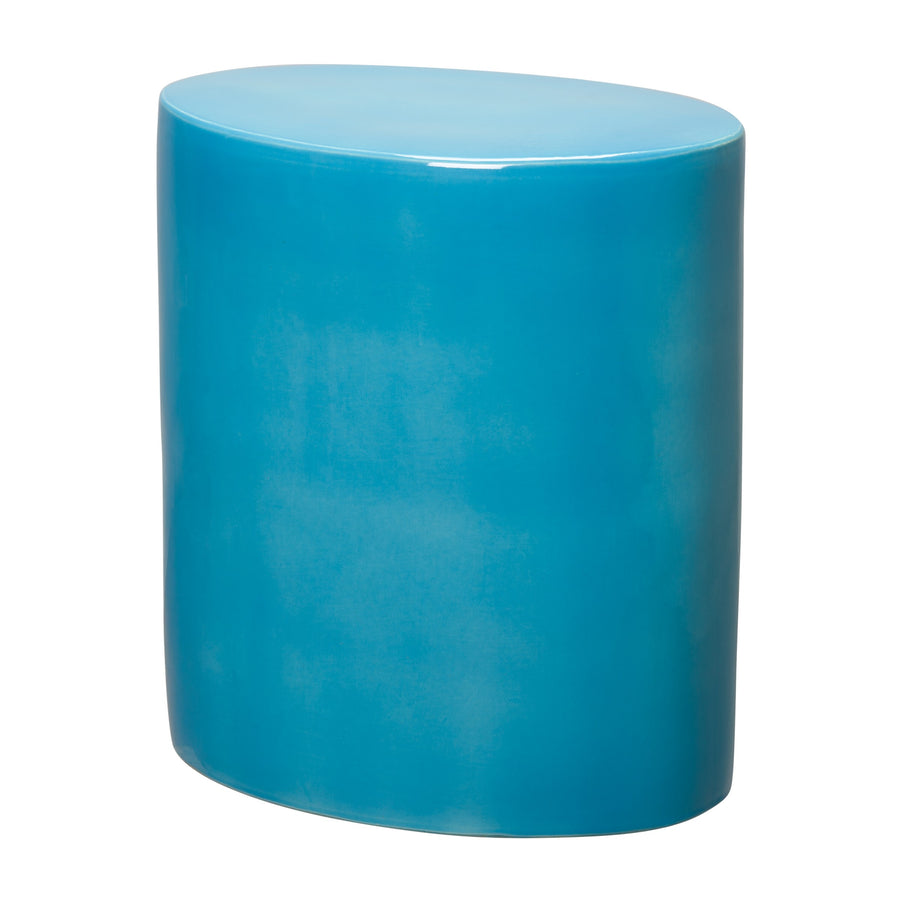 Large Oval Stool/Table with a Turquoise Glaze
