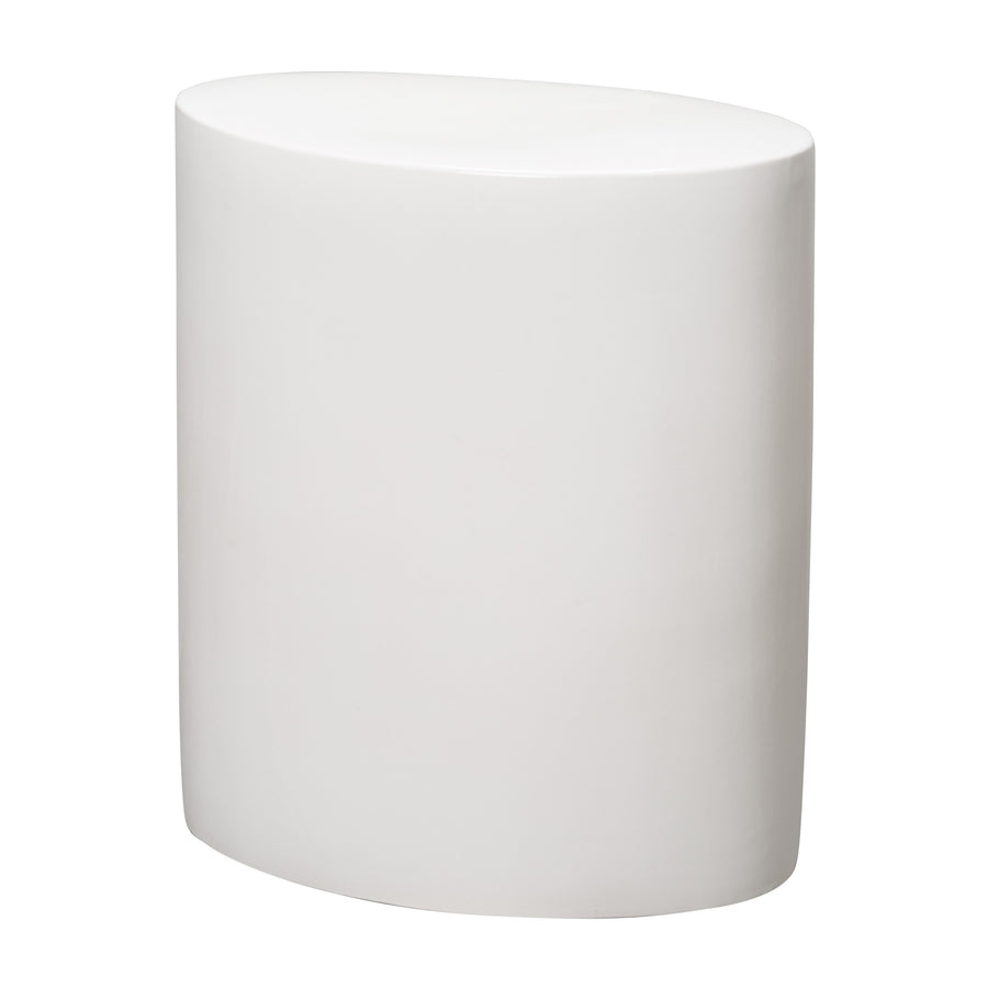 Large Oval Stool/Table with a White Glaze
