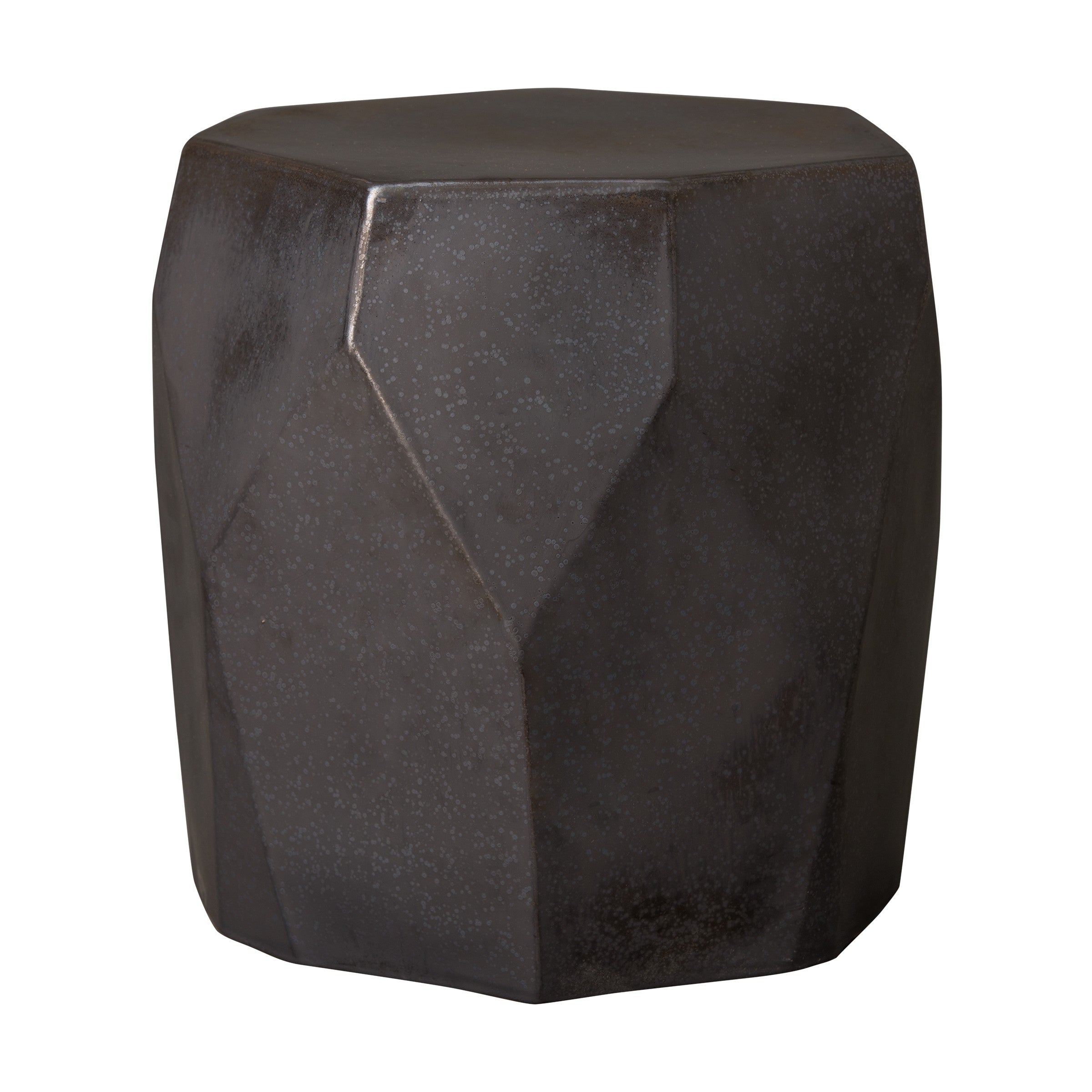 Facet Garden Stool with a Gunmetal Glaze