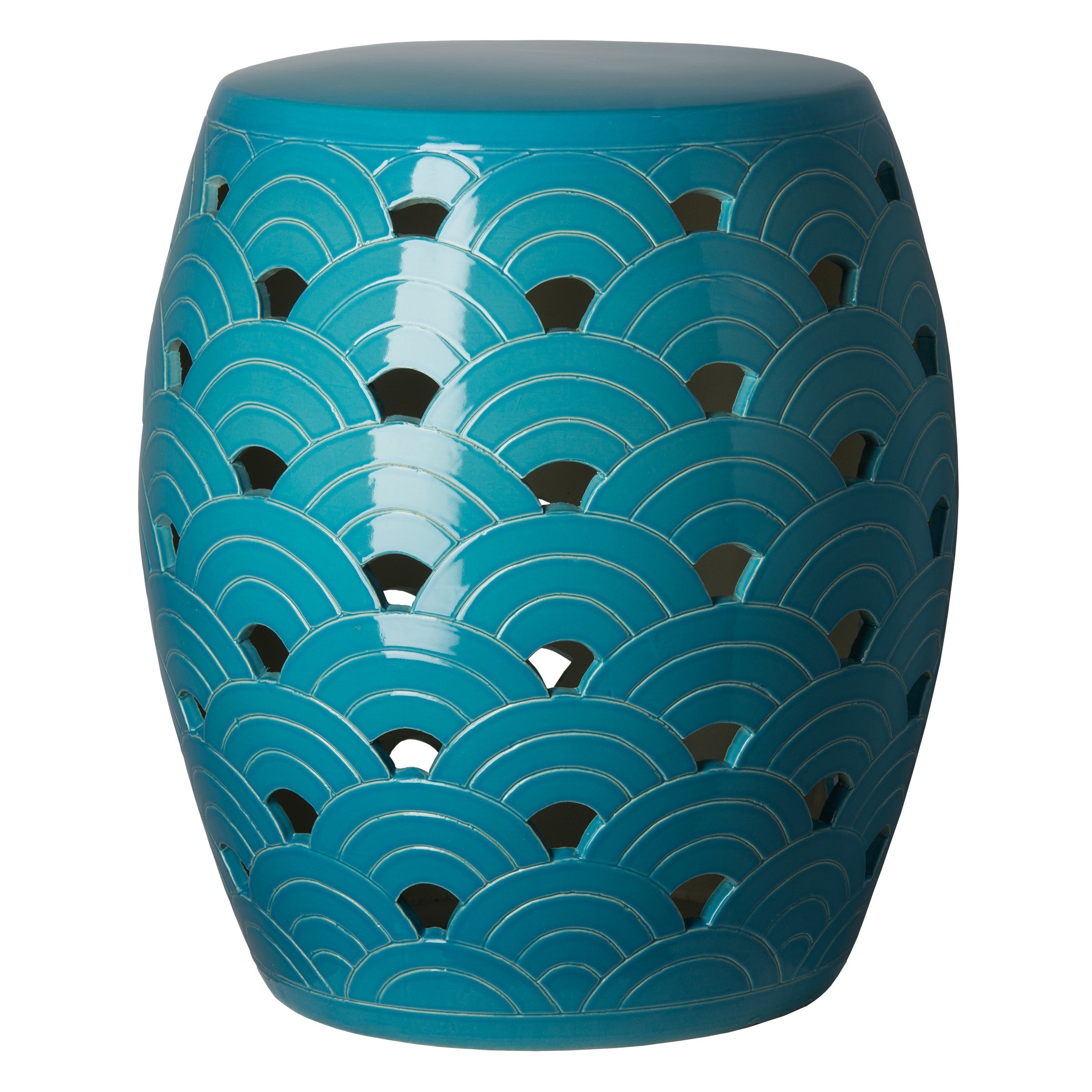 Wave Garden Stool/Table with a Turquoise Glaze