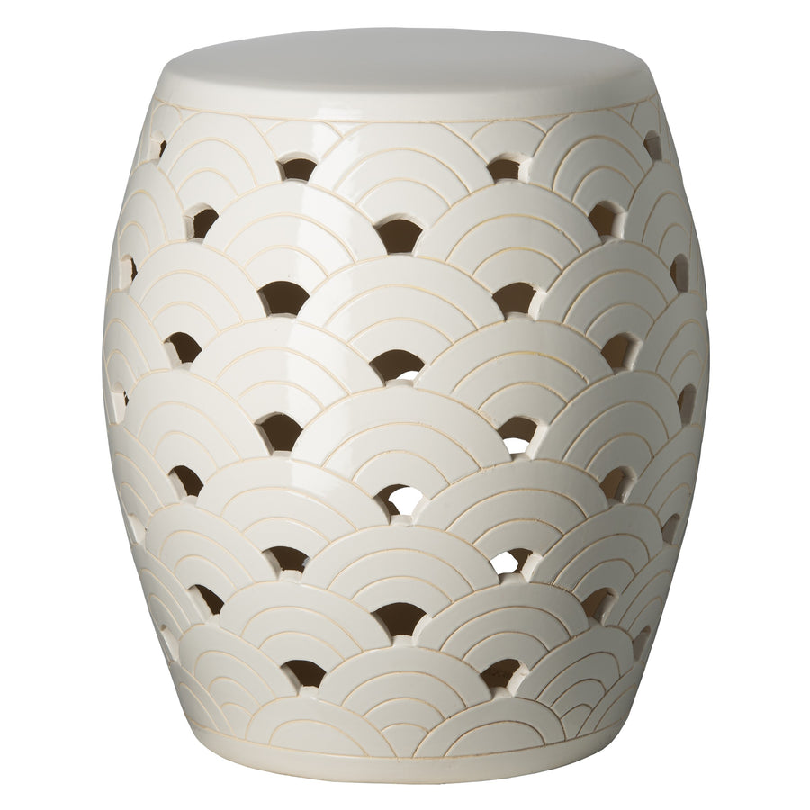 Wave Garden Stool/Table with a White Glaze