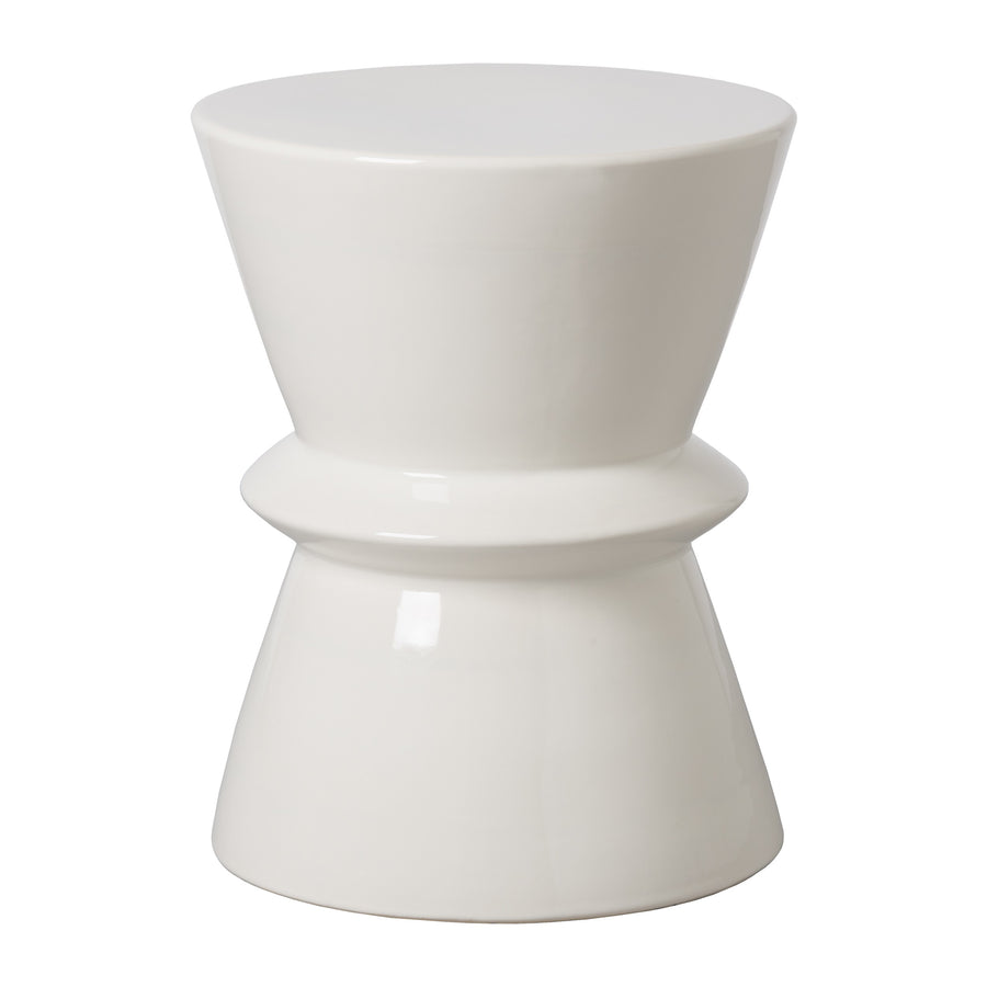 Zip Garden Stool/Table with a White Glaze