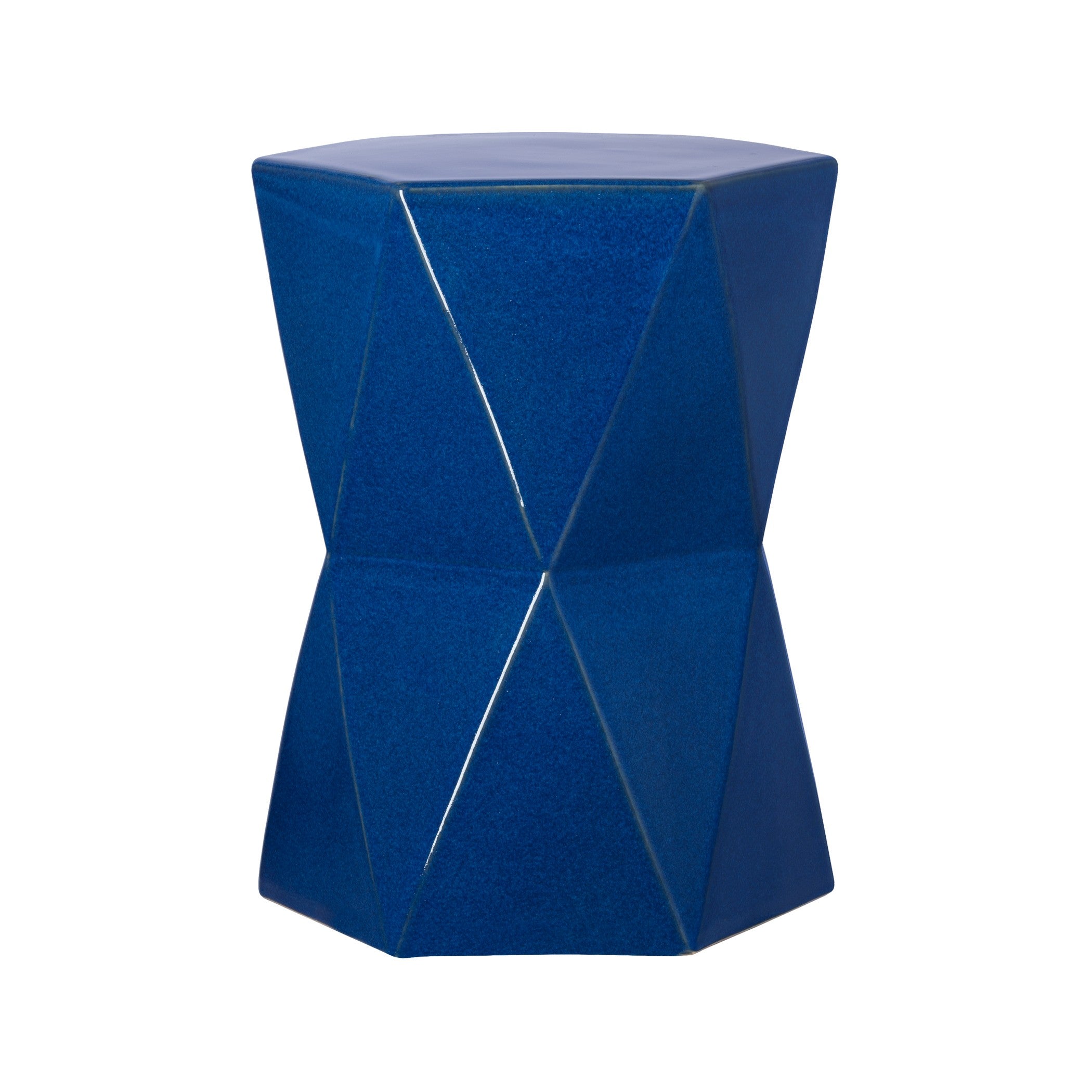 Matrix Hexagon Garden Stool/Table with a Blue Glaze