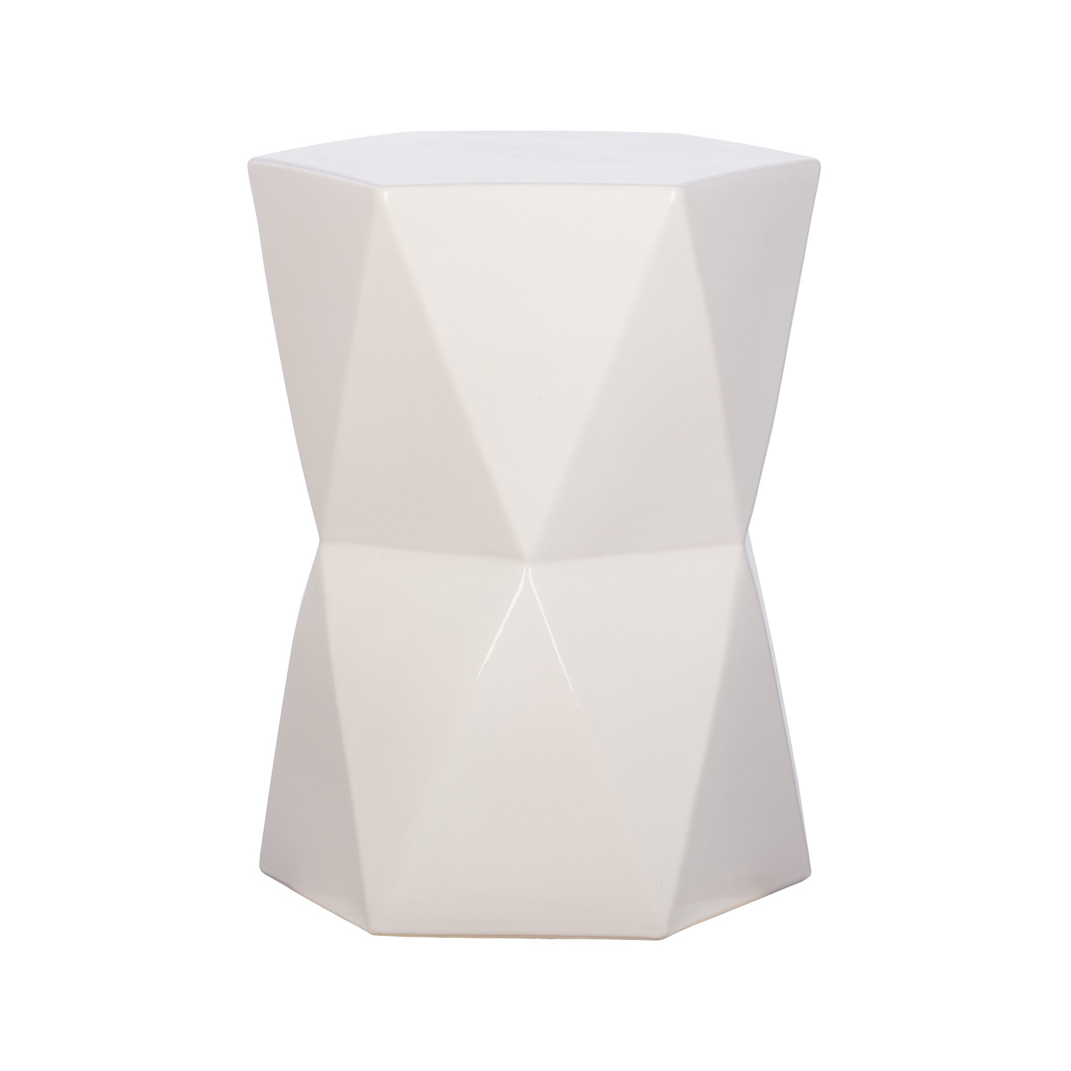 Matrix Hexagon GardenStool/Table with a White Glaze