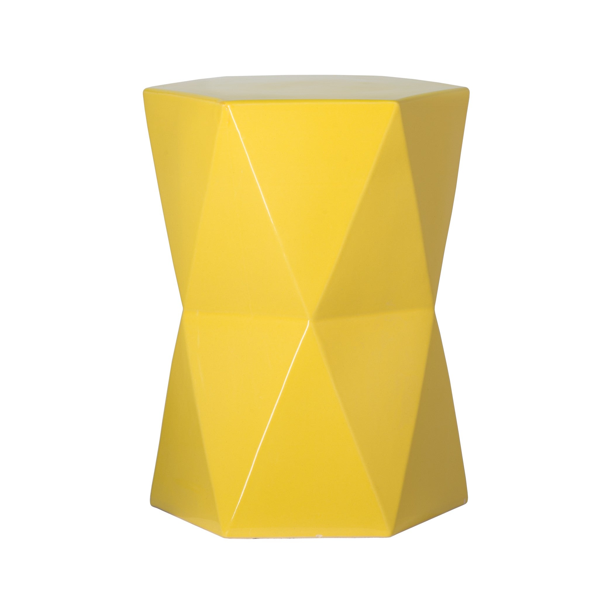 Matrix Hexagon Garden Stool/Table with a Yellow Glaze