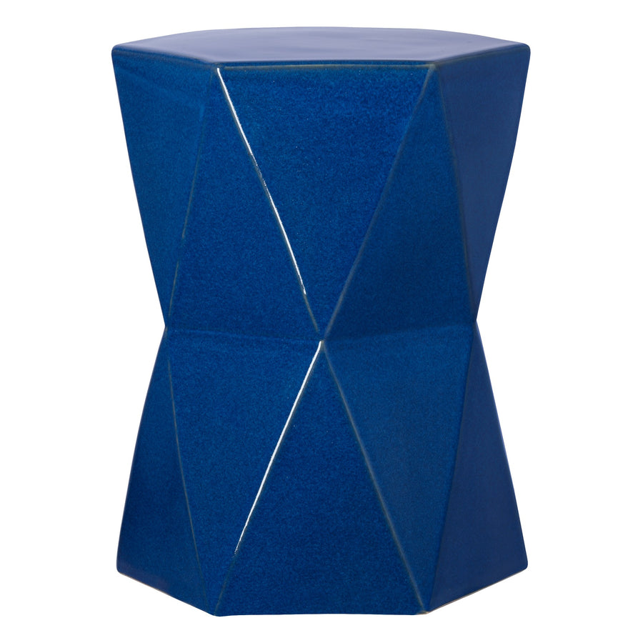 Large Matrix Hexagon Garden Stool/Table with a Blue Glaze
