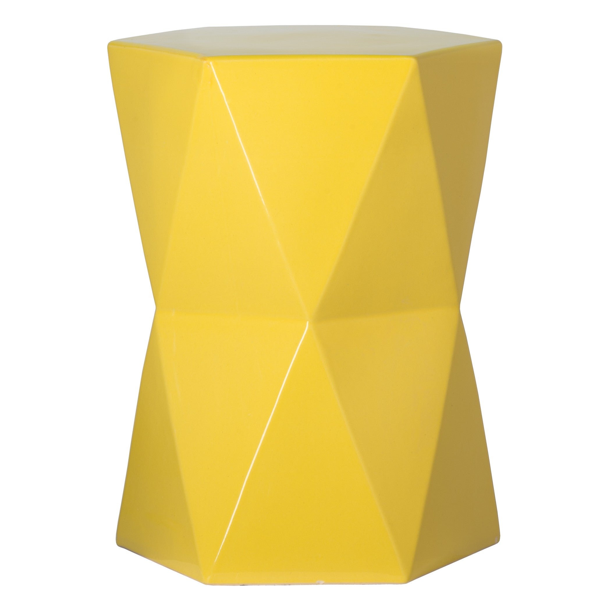 Large Matrix Hexagon Garden Stool/Table with a Yellow Glaze