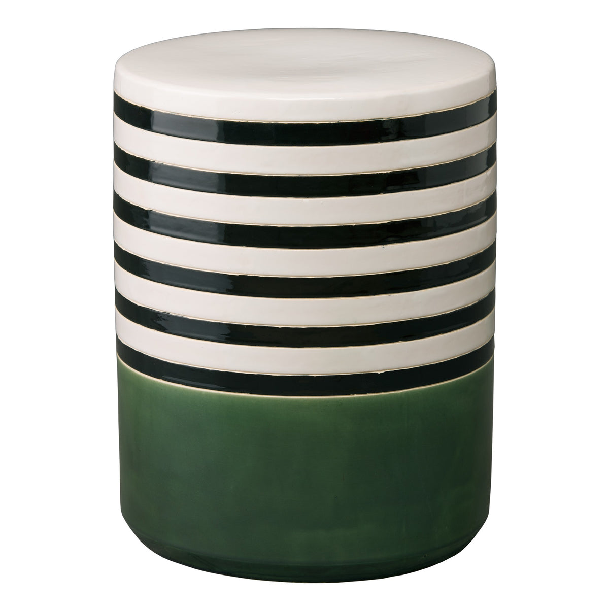 Stripe Garden Stool/Table with a Bay Green Glaze
