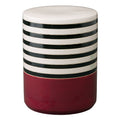 Stripe Garden Stool/Table with a Burgandy Glaze