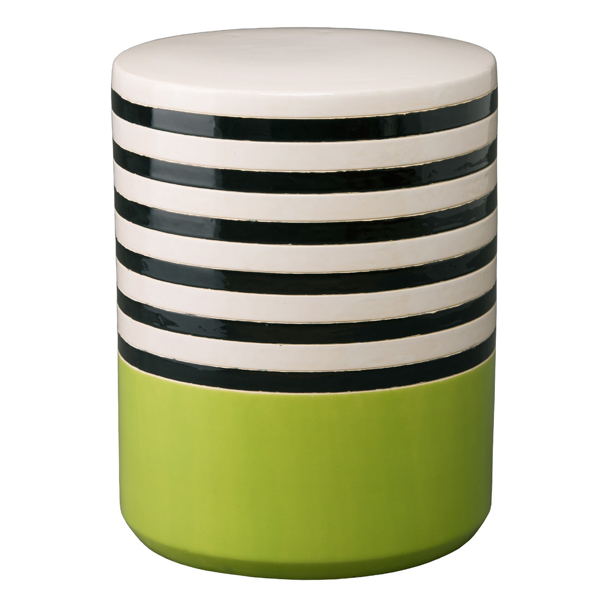 Stripe Garden Stool/Table with a Willow Green Glaze