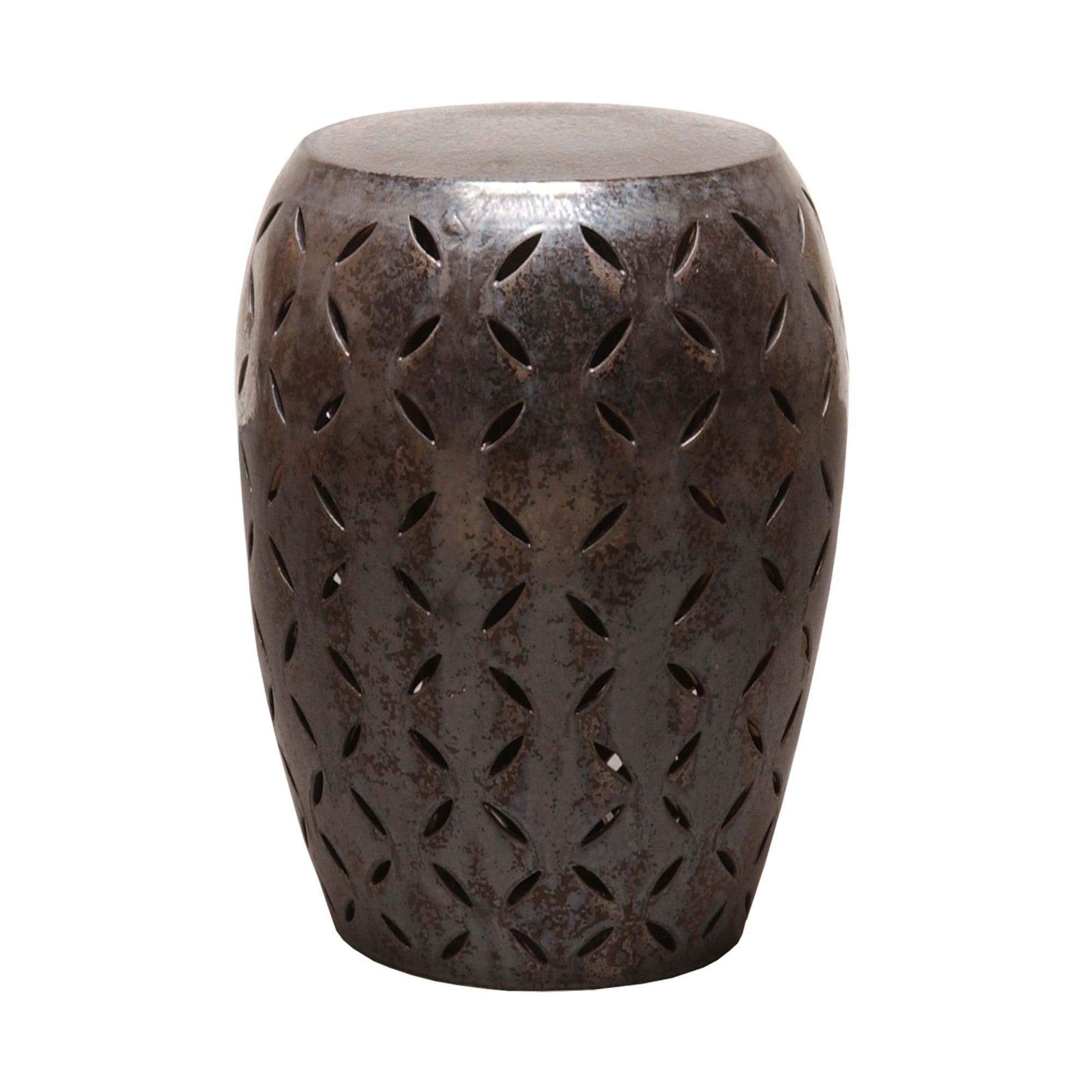 Lattice Garden Stool/Table with a Gunmetal Glaze