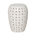 Lattice Garden Stool/Table with a White Glaze
