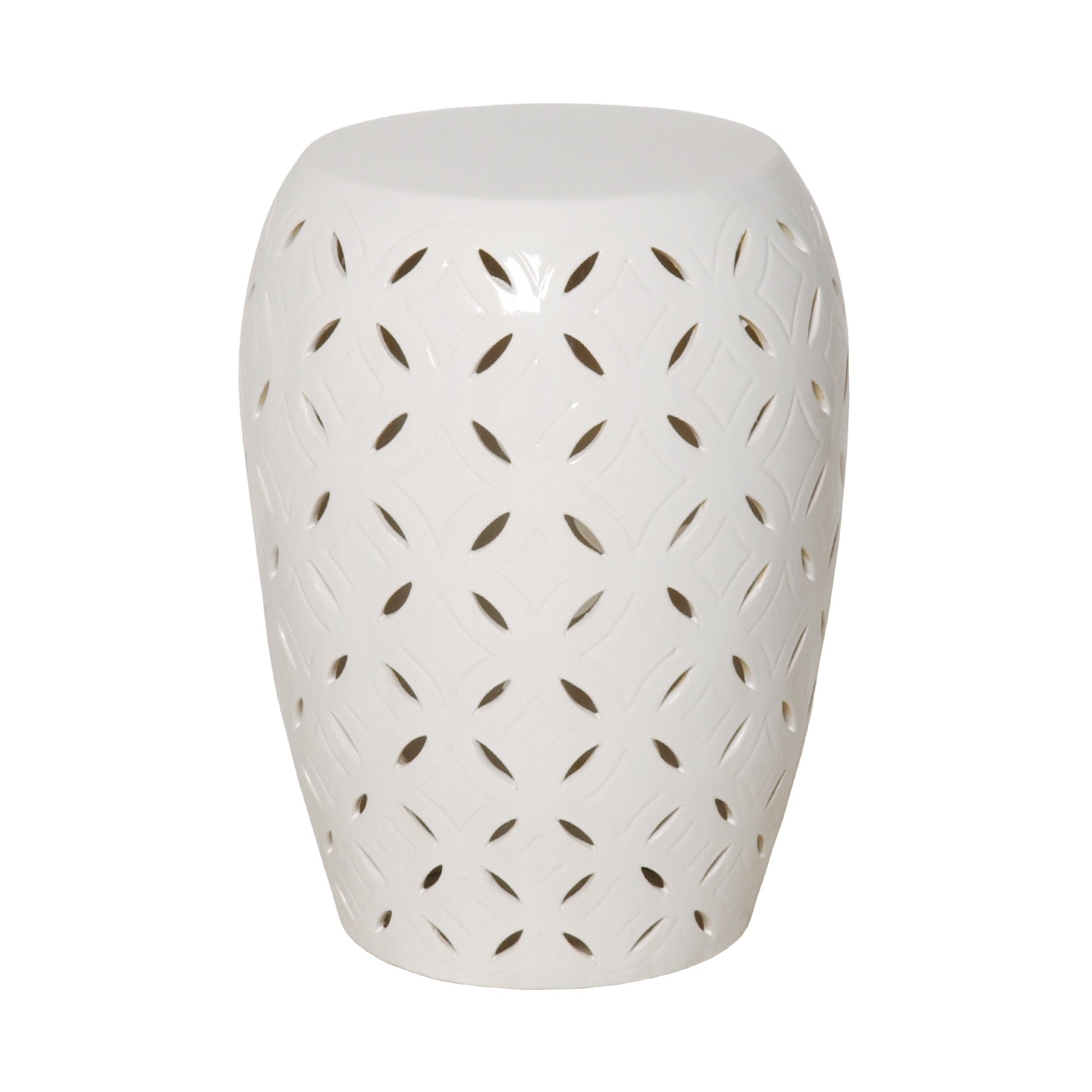 Lattice Garden Stool/Table with a White Glaze