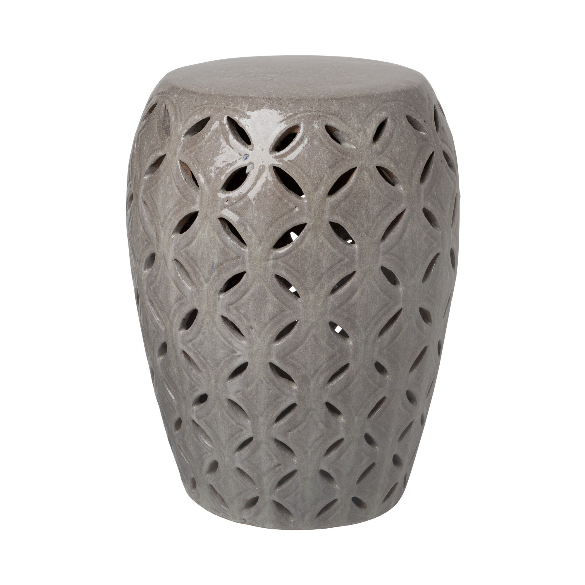 Lattice Garden Stool/Table with a Gray Glaze