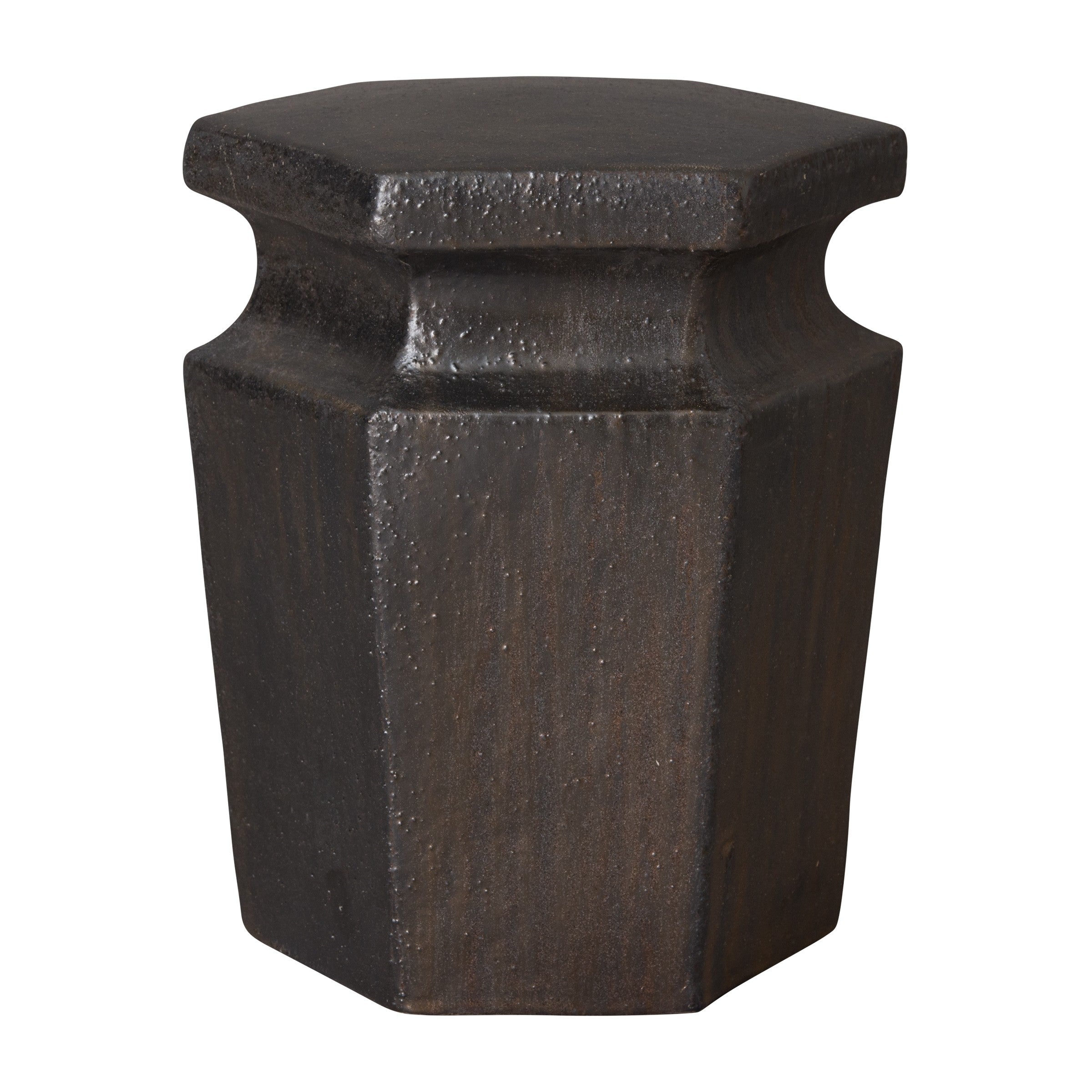Hex Garden Stool/Table with a Metallic Glaze