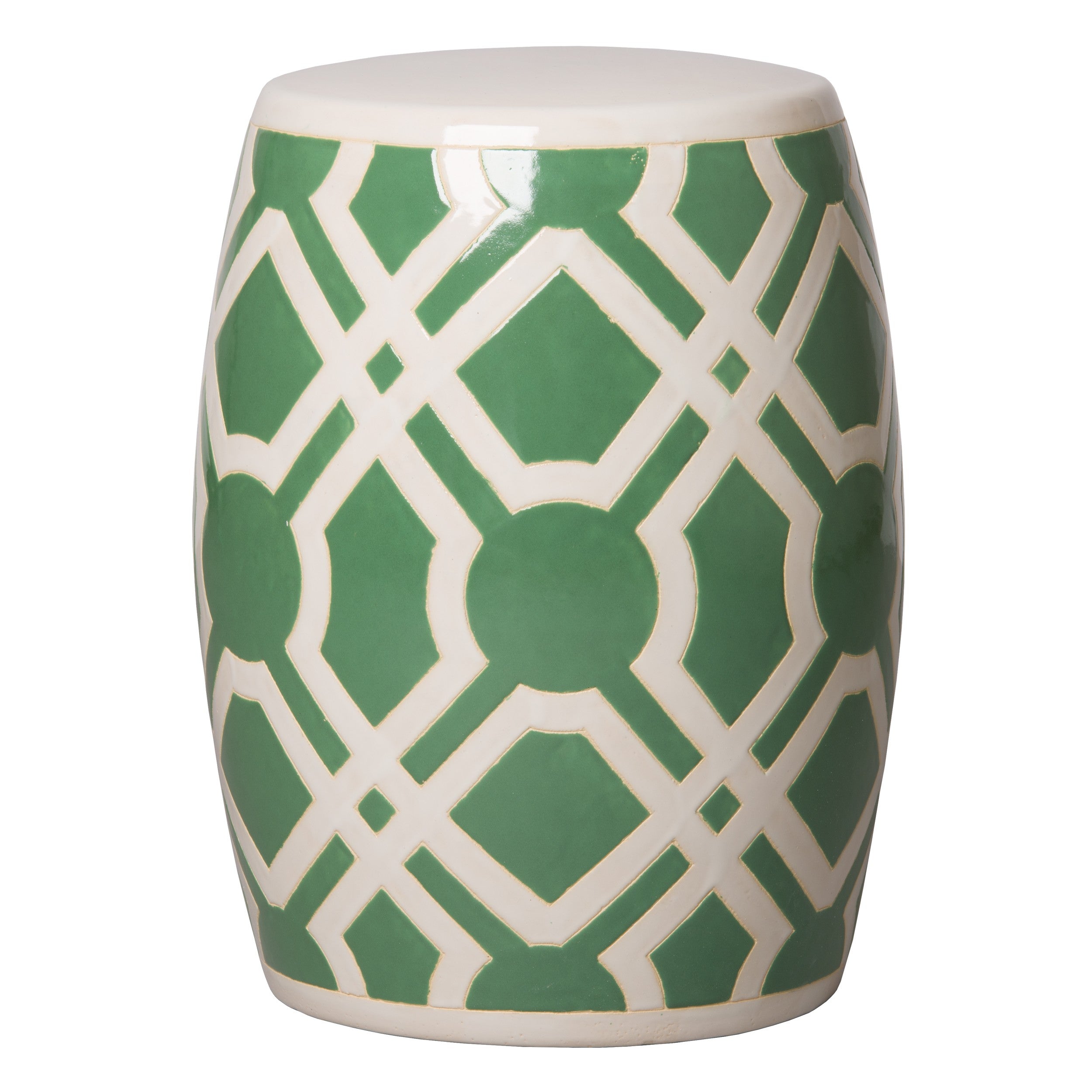 Labyrinth Garden Stool/Table with a Meadow Green Glaze
