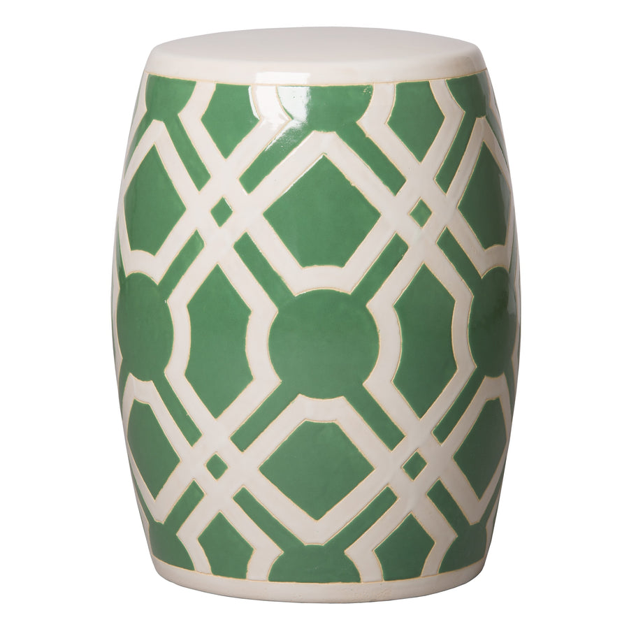 Labyrinth Garden Stool/Table with a Meadow Green Glaze