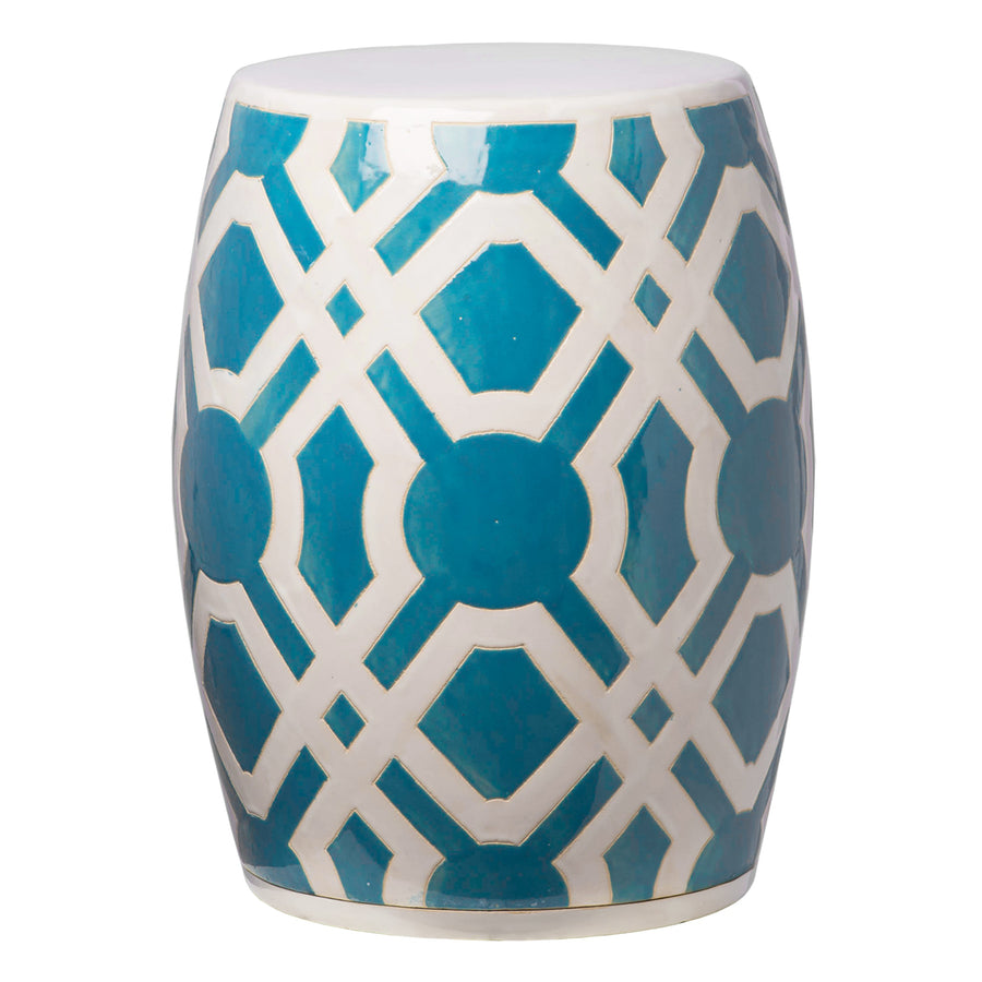 Labyrinth Garden Stool/Table with a Turquoise Glaze