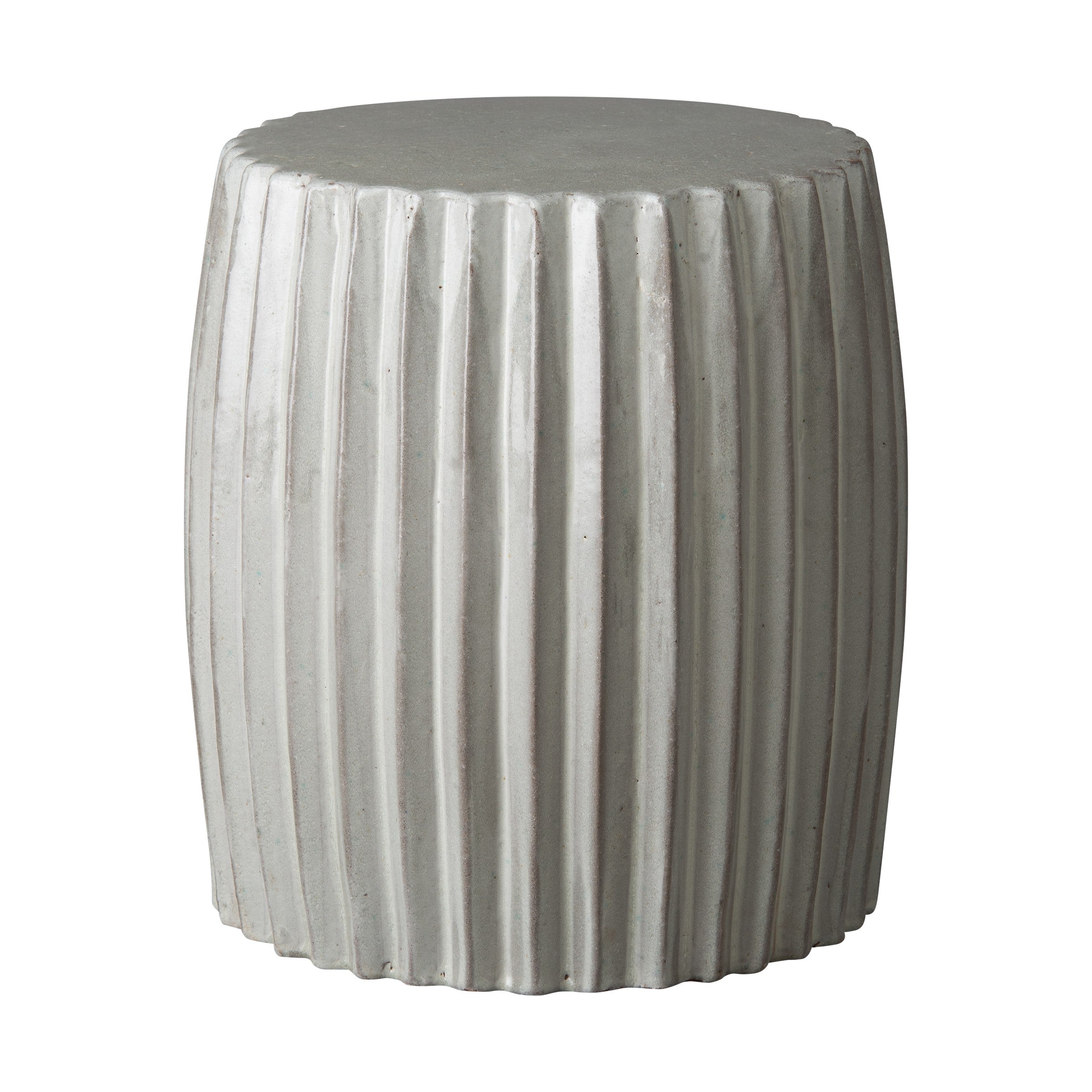 Pleated Garden Stool/Table with a Gray Glaze