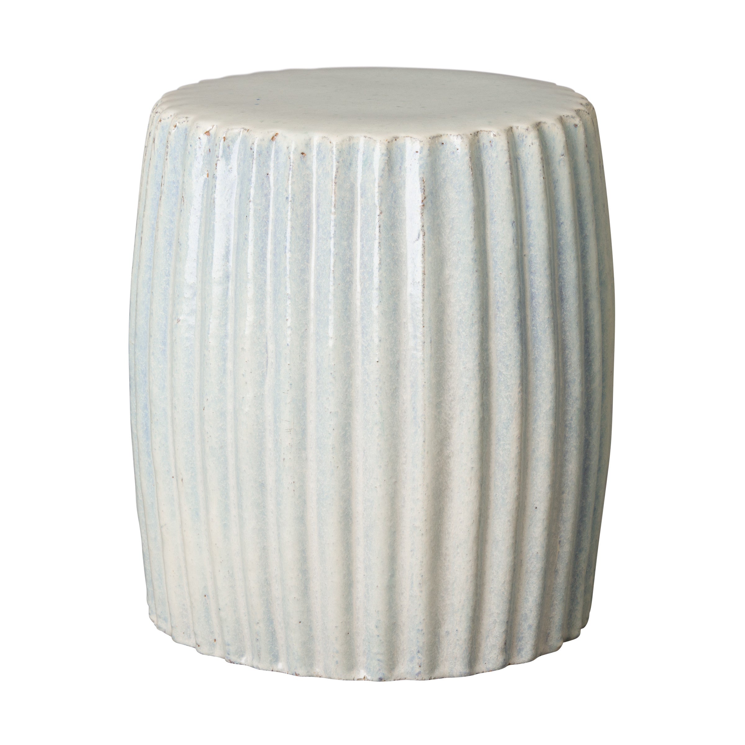 Pleated Garden Stool/Table with a Milk White Glaze