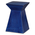Upright Garden Stool with a Blue Glaze