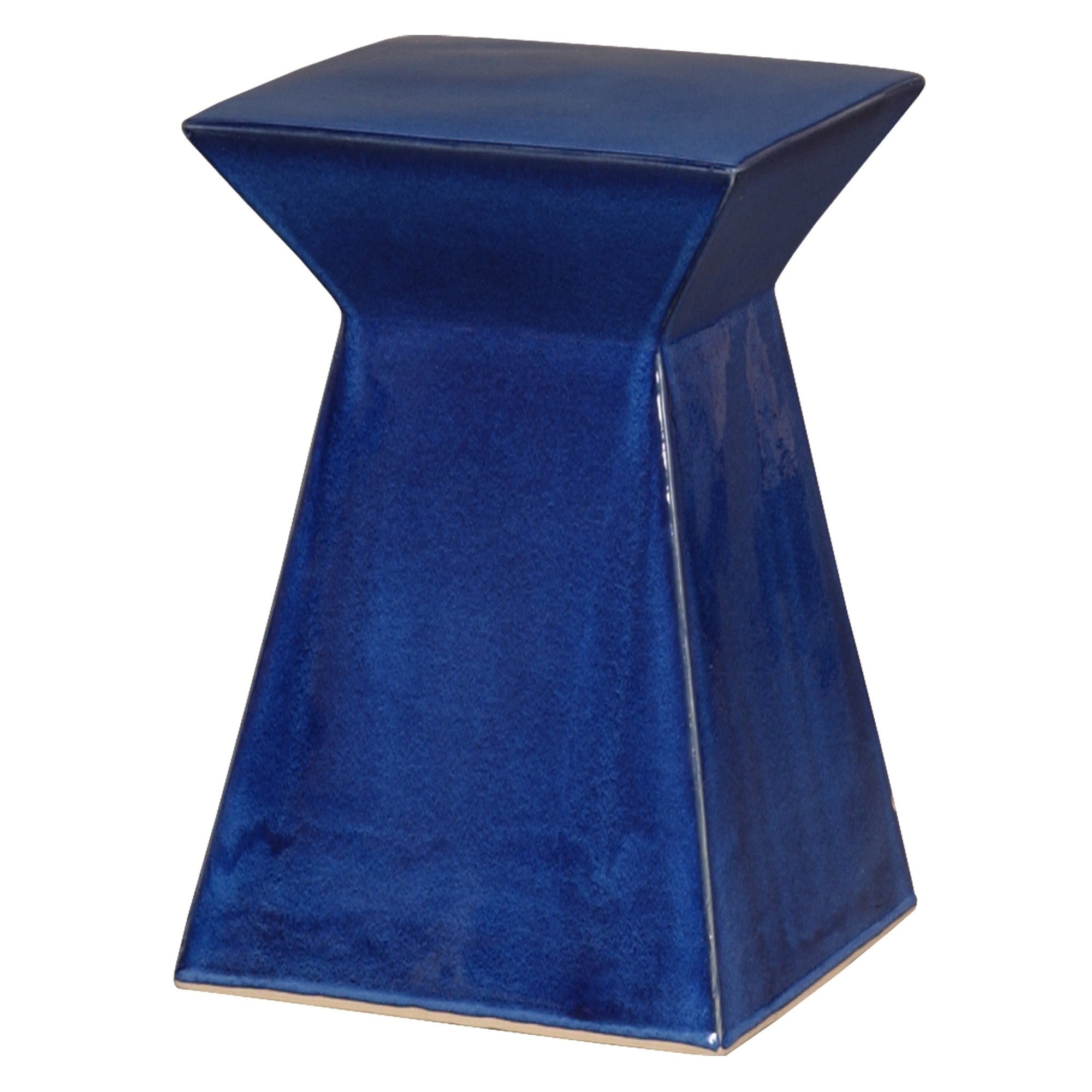 Upright Garden Stool with a Blue Glaze