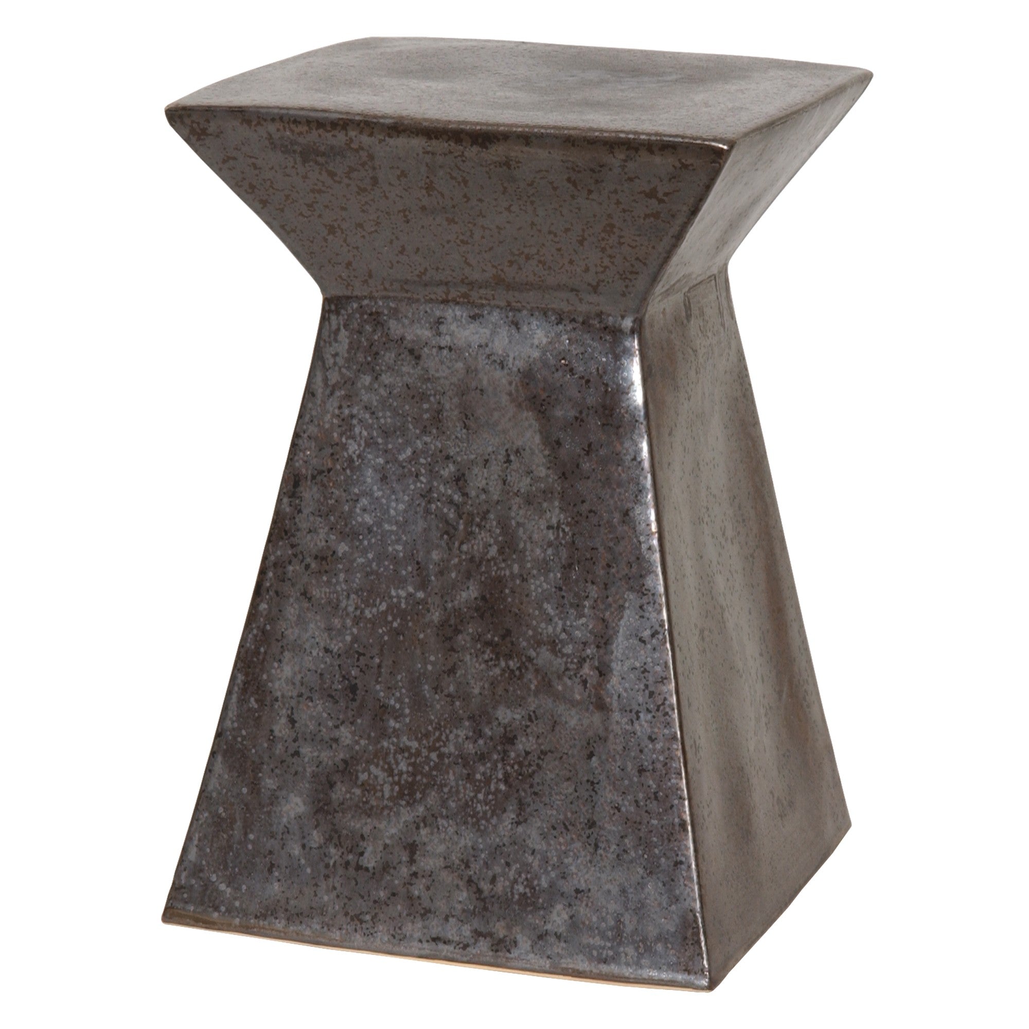 Upright Garden Stool with a Gunmetal Glaze