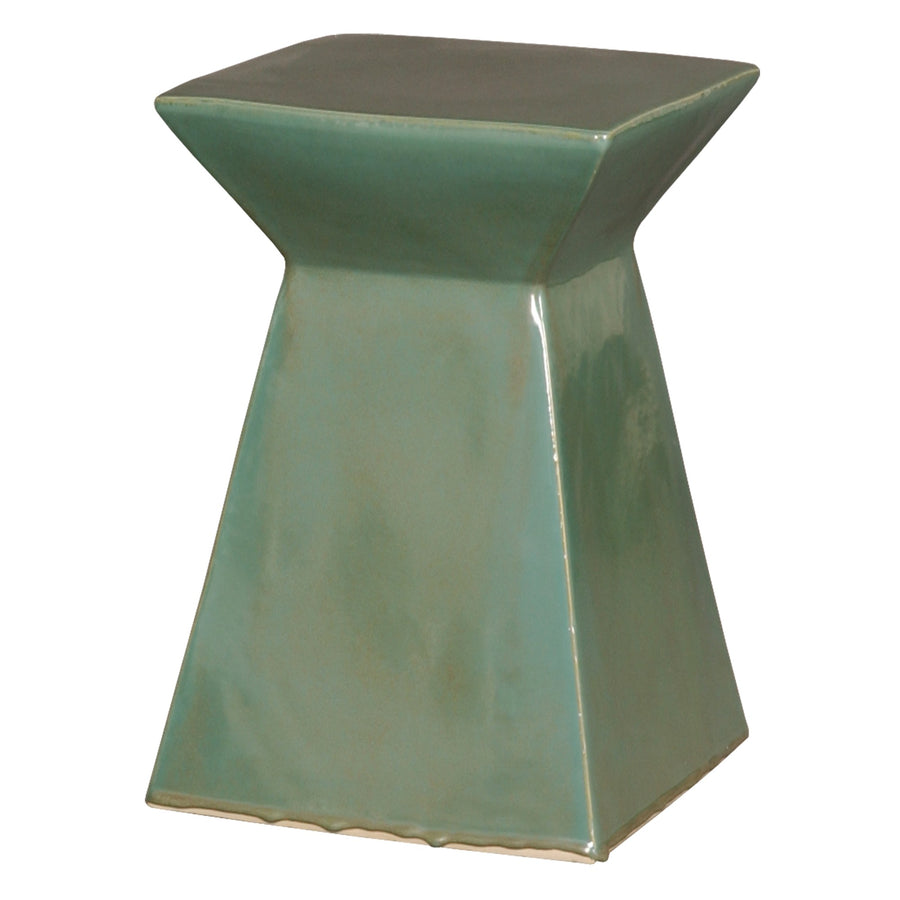 Upright Garden Stool with a Green Glaze