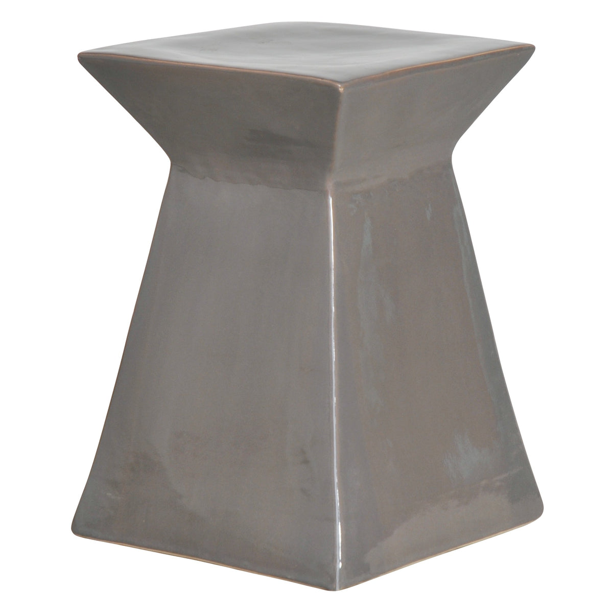 Upright Garden Stool with a Gray Glaze
