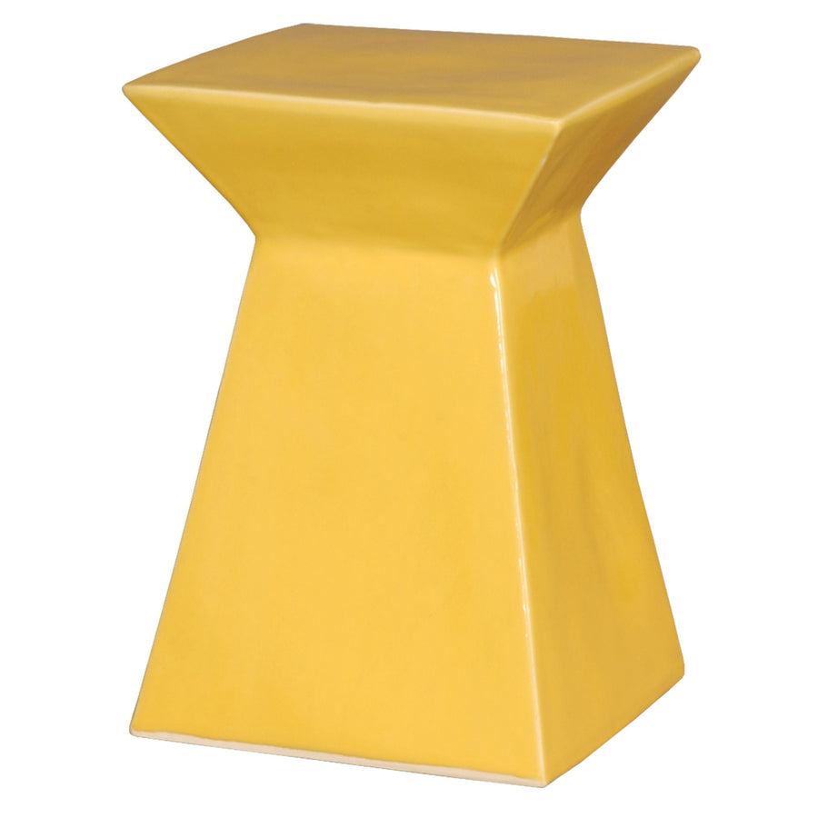 Upright Garden Stool with a Sun Yellow Glaze