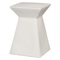 Upright Garden Stool with a White Glaze