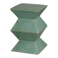 Zigzag Garden Stool with a Green Glaze