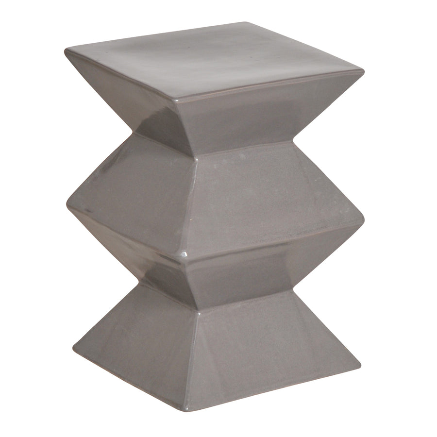 Zigzag Garden Stool with a Gray Glaze